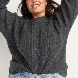 Textured Charcoal Gray Crewneck Sweater